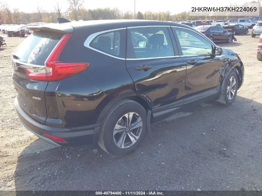 2019 Honda Cr-V Lx VIN: 2HKRW6H37KH224069 Lot: 40794400