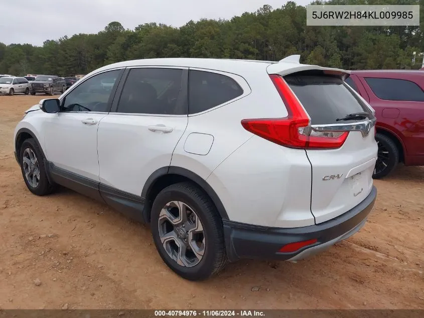 2019 Honda Cr-V Ex-L VIN: 5J6RW2H84KL009985 Lot: 40794976