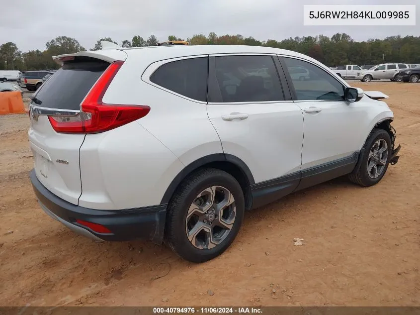 2019 Honda Cr-V Ex-L VIN: 5J6RW2H84KL009985 Lot: 40794976