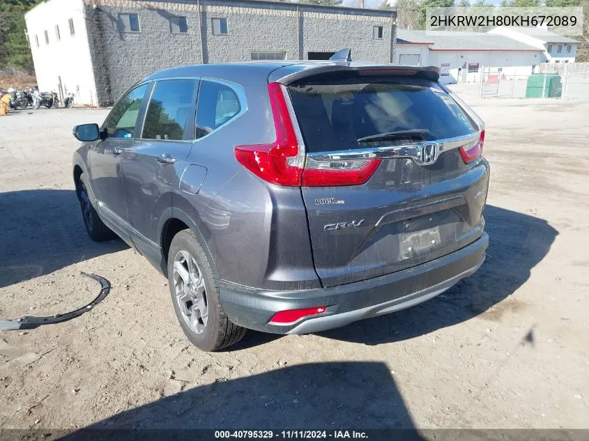 2019 Honda Cr-V Ex-L VIN: 2HKRW2H80KH672089 Lot: 40795329