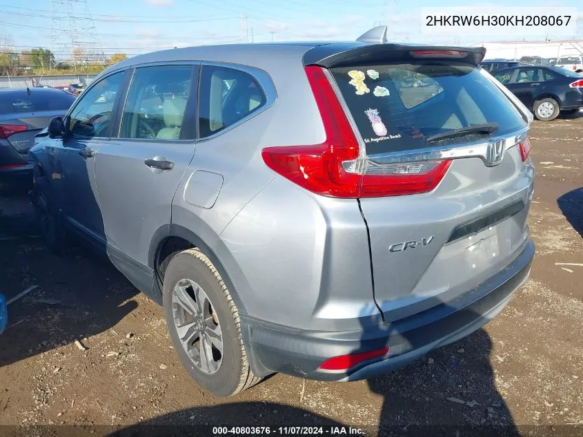 2019 Honda Cr-V Lx VIN: 2HKRW6H30KH208067 Lot: 40803676