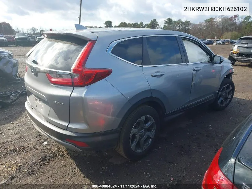 2019 Honda Cr-V Exl VIN: 2HKRW2H80KH626102 Lot: 40804624