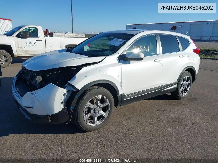 2019 Honda Cr-V Ex-L VIN: 7FARW2H89KE045202 Lot: 40812531