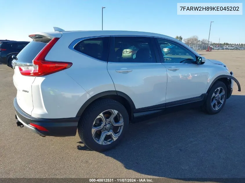 2019 Honda Cr-V Ex-L VIN: 7FARW2H89KE045202 Lot: 40812531