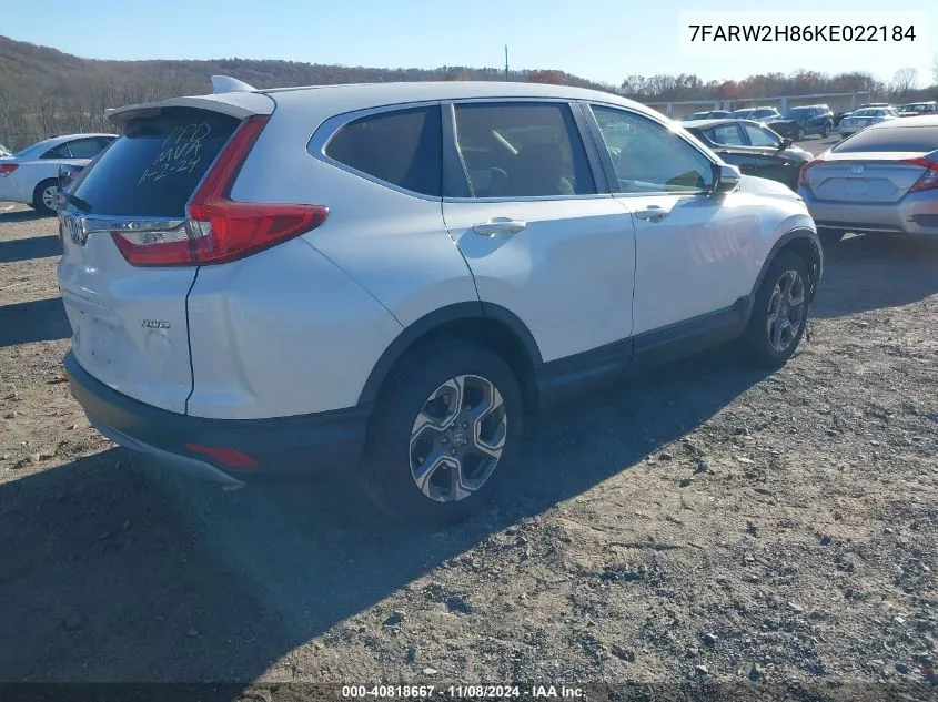 2019 Honda Cr-V Ex-L VIN: 7FARW2H86KE022184 Lot: 40818667