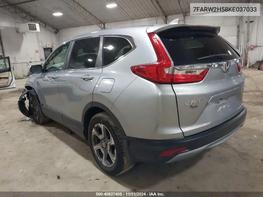 2019 Honda Cr-V Ex VIN: 7FARW2H58KE037033 Lot: 40827405