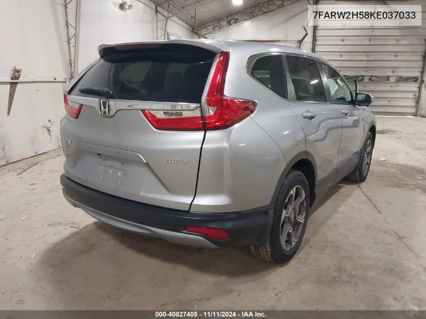 2019 Honda Cr-V Ex VIN: 7FARW2H58KE037033 Lot: 40827405