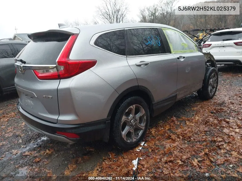 2019 Honda Cr-V Ex VIN: 5J6RW2H52KL025379 Lot: 40840262