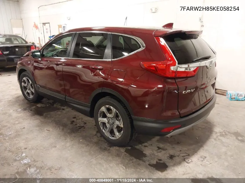 2019 Honda Cr-V Ex-L VIN: 7FARW2H85KE058254 Lot: 40849001