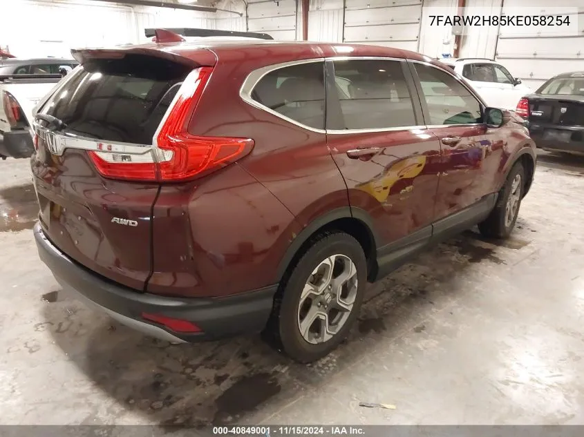 2019 Honda Cr-V Ex-L VIN: 7FARW2H85KE058254 Lot: 40849001