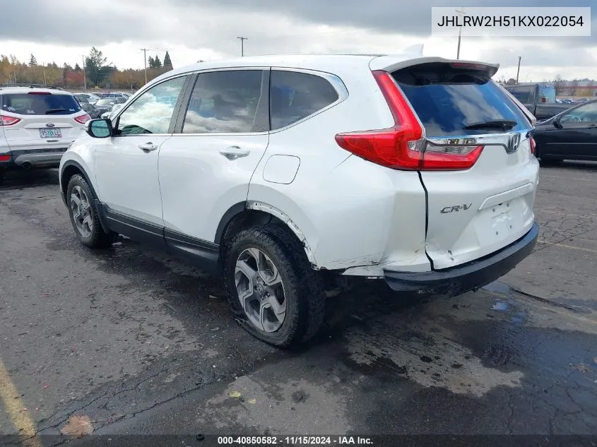 2019 Honda Cr-V Ex VIN: JHLRW2H51KX022054 Lot: 40850582