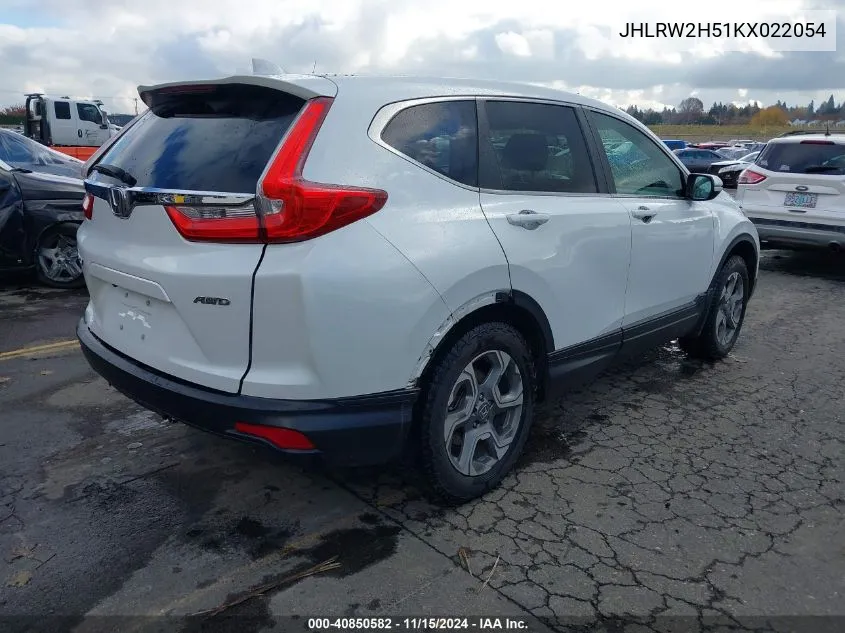 2019 Honda Cr-V Ex VIN: JHLRW2H51KX022054 Lot: 40850582