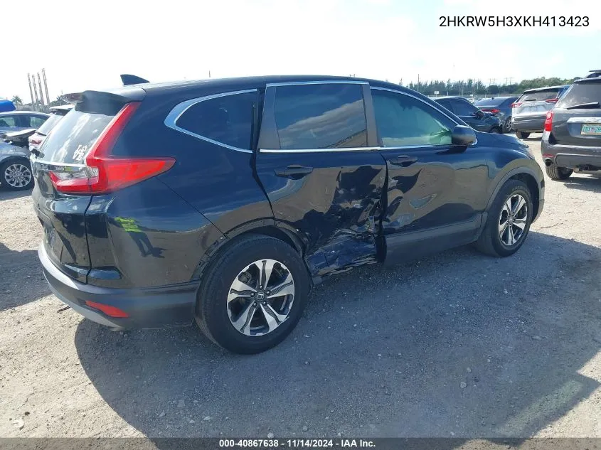 2019 Honda Cr-V Lx VIN: 2HKRW5H3XKH413423 Lot: 40867638