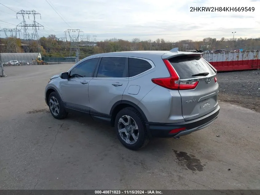 2019 Honda Cr-V Ex-L VIN: 2HKRW2H84KH669549 Lot: 40871823