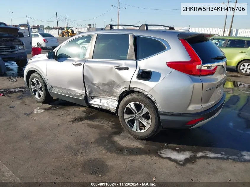 2019 Honda Cr-V Lx VIN: 2HKRW5H34KH416706 Lot: 40916624