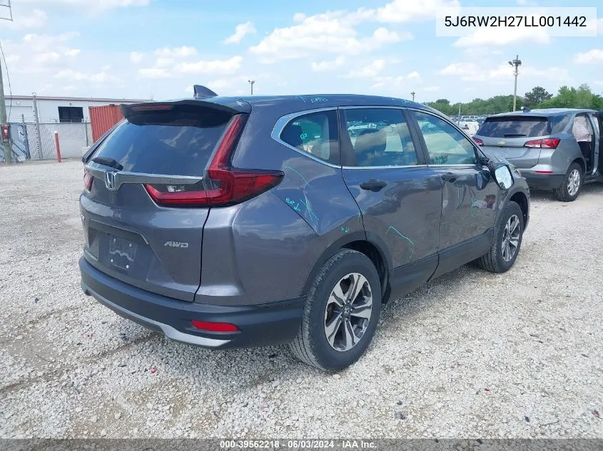 2020 Honda Cr-V Awd Lx VIN: 5J6RW2H27LL001442 Lot: 39562218