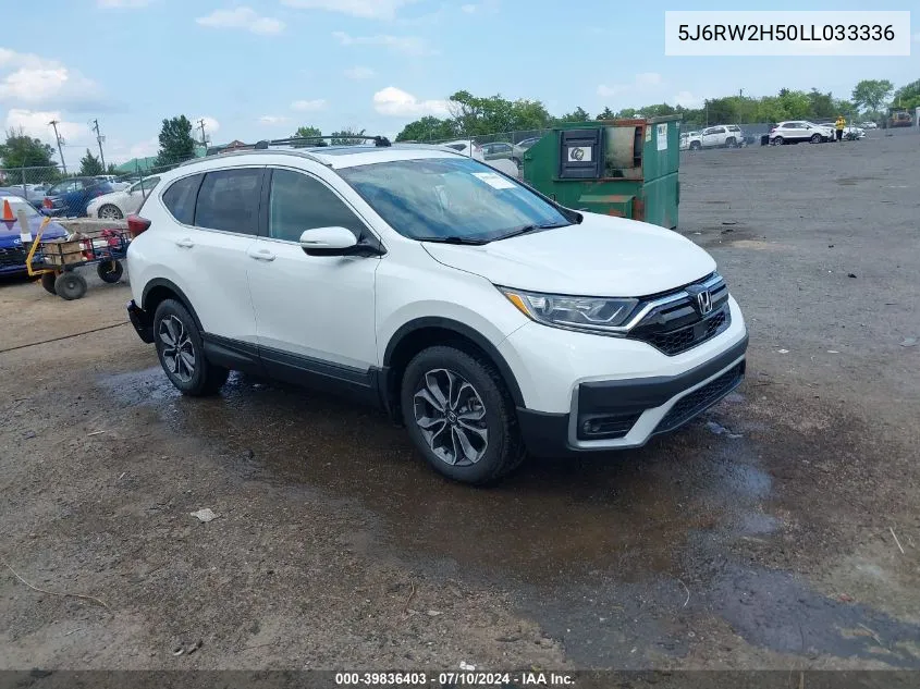 2020 Honda Cr-V Awd Ex VIN: 5J6RW2H50LL033336 Lot: 39836403