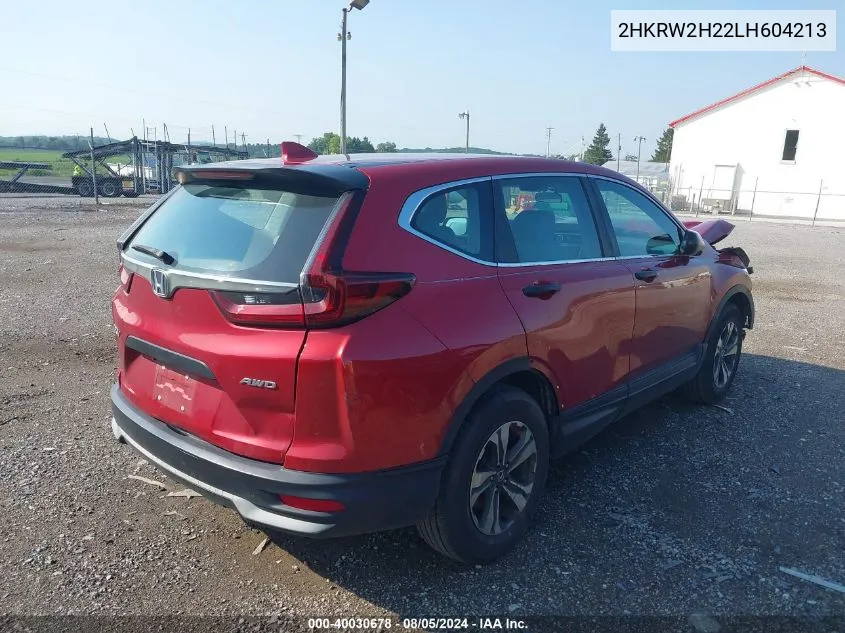 2020 Honda Cr-V Awd Lx VIN: 2HKRW2H22LH604213 Lot: 40030678