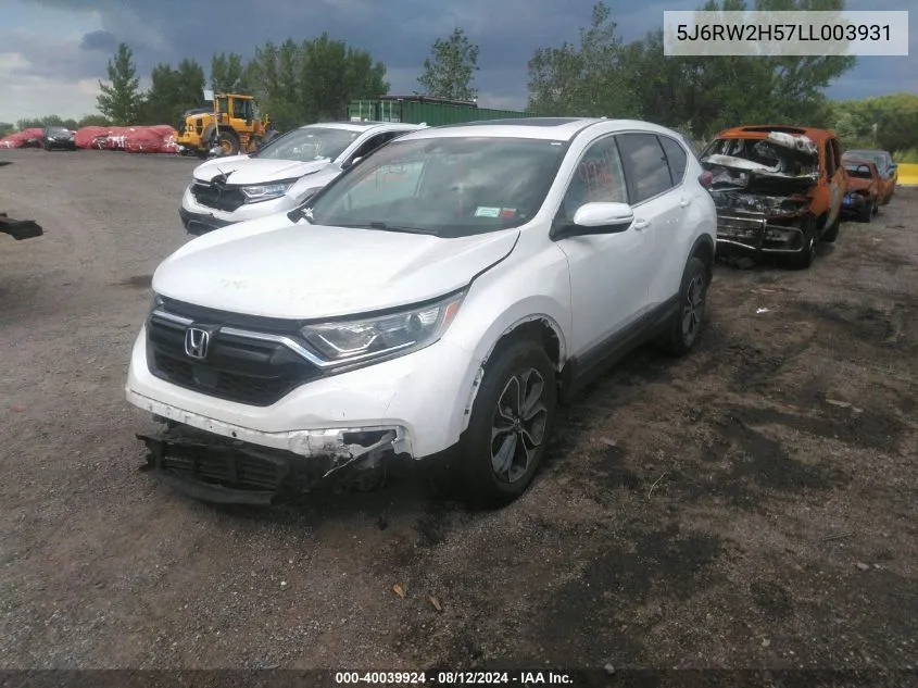 2020 Honda Cr-V Awd Ex VIN: 5J6RW2H57LL003931 Lot: 40039924