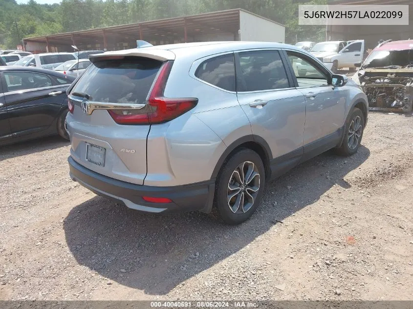 2020 Honda Cr-V Awd Ex VIN: 5J6RW2H57LA022099 Lot: 40040691