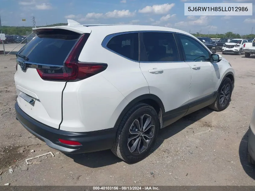 2020 Honda Cr-V 2Wd Ex-L VIN: 5J6RW1H85LL012986 Lot: 40103156