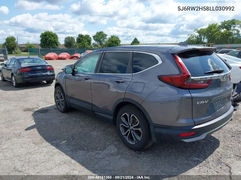 2020 Honda Cr-V Awd Ex VIN: 5J6RW2H58LL030992 Lot: 40151365