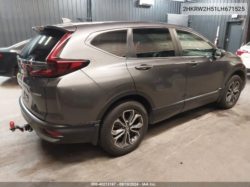 2020 Honda Cr-V Ex VIN: 2HKRW2H51LH671525 Lot: 40213167