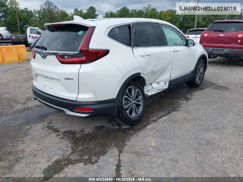 2020 Honda Cr-V Awd Ex-L VIN: 5J6RW2H82LL028018 Lot: 40224850