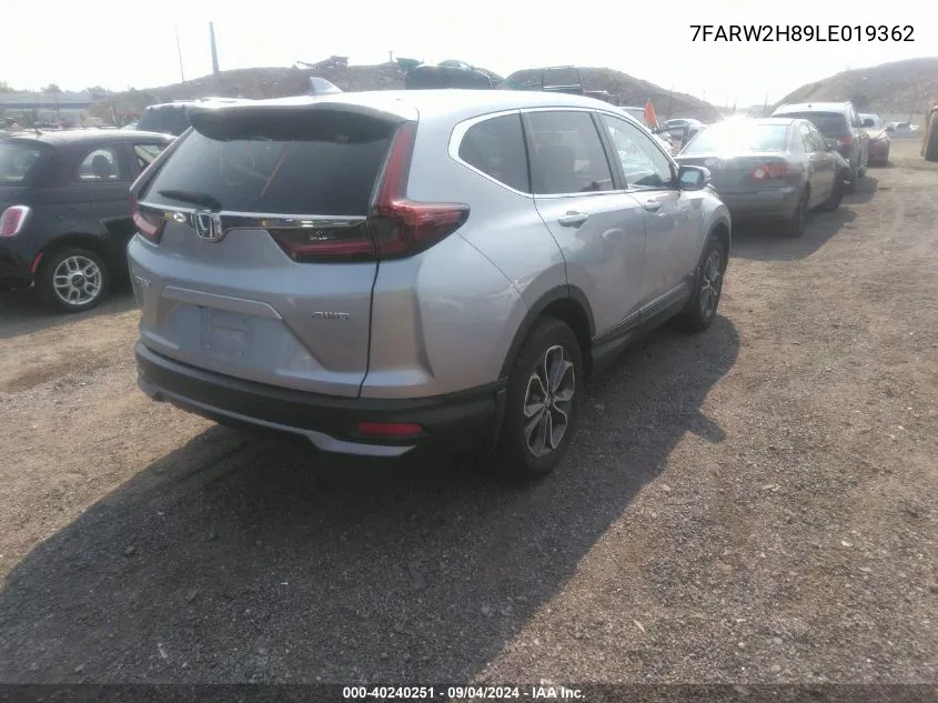 2020 Honda Cr-V Awd Ex-L VIN: 7FARW2H89LE019362 Lot: 40240251