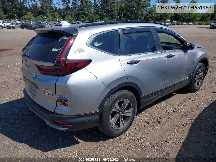 2020 Honda Cr-V Awd Lx VIN: 2HKRW2H22LH651967 Lot: 40258723