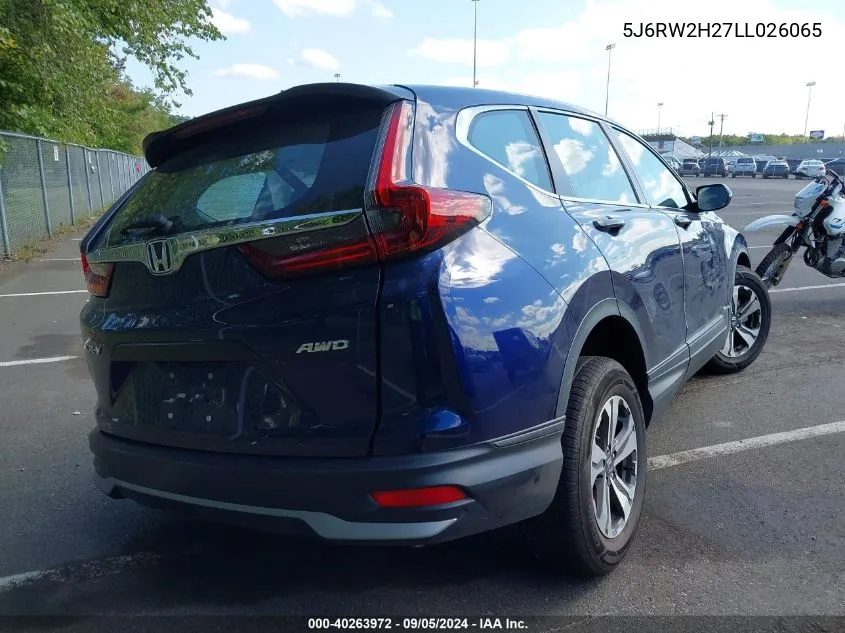 2020 Honda Cr-V Awd Lx VIN: 5J6RW2H27LL026065 Lot: 40263972