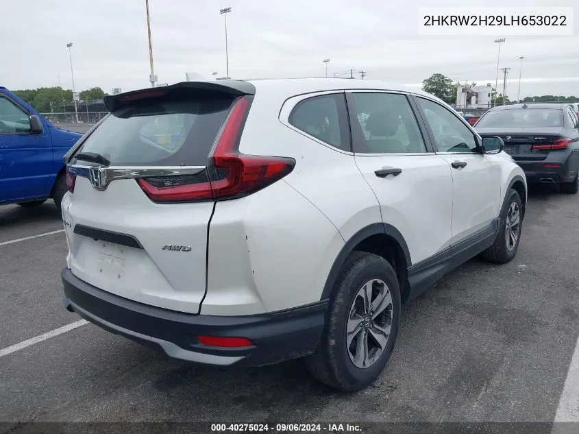 2020 Honda Cr-V Lx VIN: 2HKRW2H29LH653022 Lot: 40275024