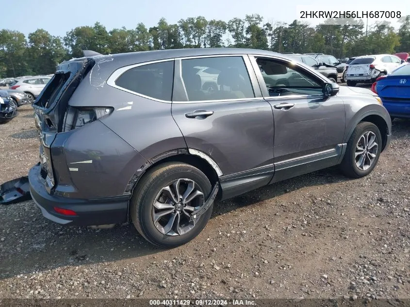 2020 Honda Cr-V Ex VIN: 2HKRW2H56LH687008 Lot: 40311429