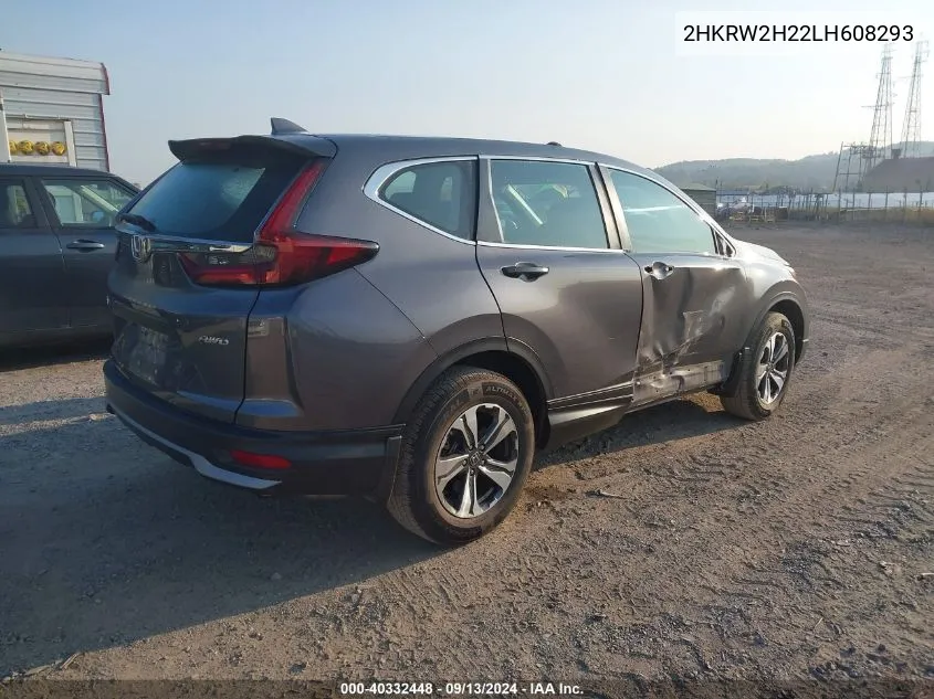 2020 Honda Cr-V Lx VIN: 2HKRW2H22LH608293 Lot: 40332448