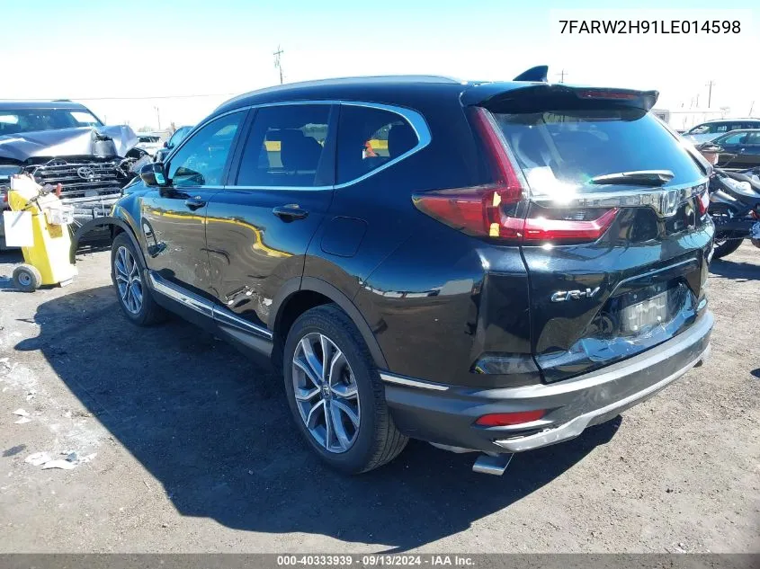 2020 Honda Cr-V Awd Touring VIN: 7FARW2H91LE014598 Lot: 40333939