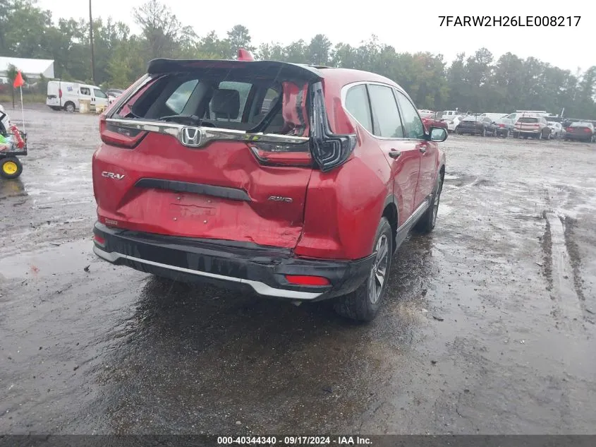 2020 Honda Cr-V Awd Lx VIN: 7FARW2H26LE008217 Lot: 40344340