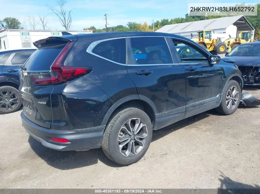 2020 Honda Cr-V Awd Ex-L VIN: 2HKRW2H83LH652792 Lot: 40381193