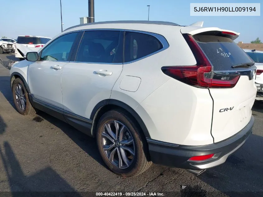 2020 Honda Cr-V 2Wd Touring VIN: 5J6RW1H90LL009194 Lot: 40422419