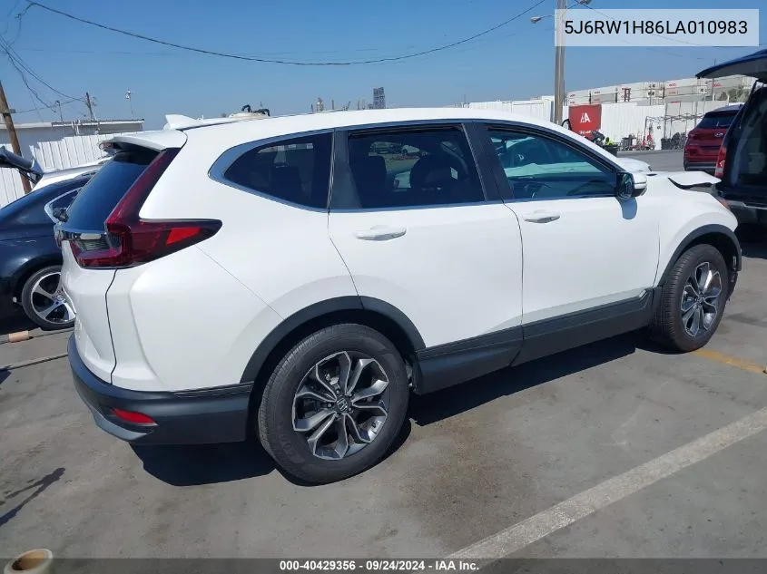 2020 Honda Cr-V 2Wd Ex-L VIN: 5J6RW1H86LA010983 Lot: 40429356