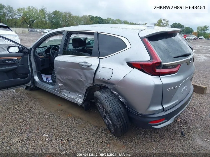 2020 Honda Cr-V Awd Ex-L VIN: 2HKRW2H89LH643451 Lot: 40433812