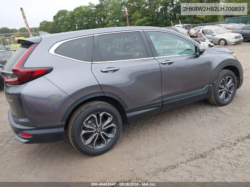 2020 Honda Cr-V Awd Ex-L VIN: 2HKRW2H82LH700833 Lot: 40453547