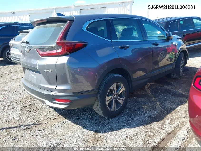 2020 Honda Cr-V Awd Lx VIN: 5J6RW2H28LL006231 Lot: 40453626