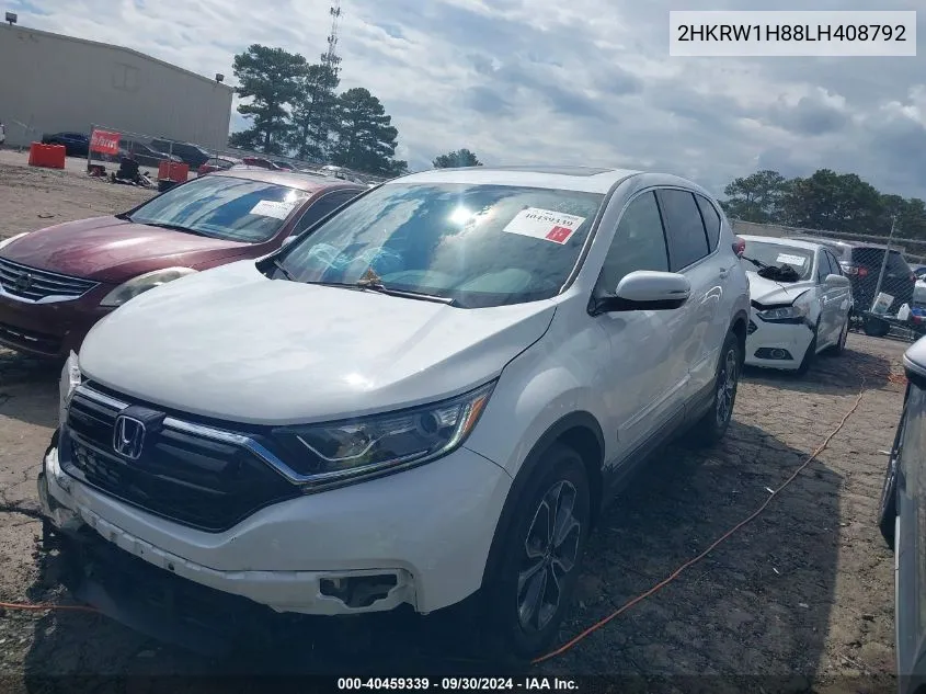 2020 Honda Cr-V 2Wd Ex-L VIN: 2HKRW1H88LH408792 Lot: 40459339