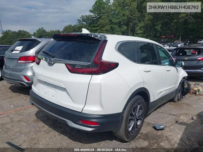 2020 Honda Cr-V 2Wd Ex-L VIN: 2HKRW1H88LH408792 Lot: 40459339