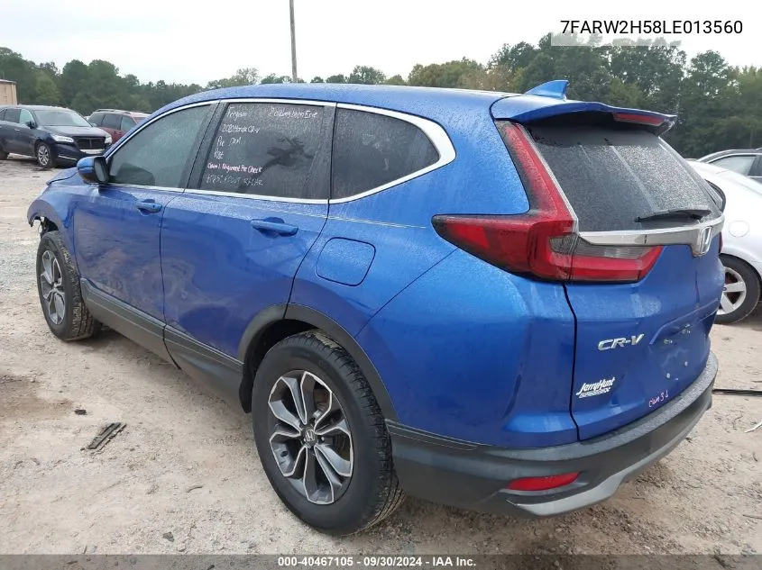 2020 Honda Cr-V Awd Ex VIN: 7FARW2H58LE013560 Lot: 40467105