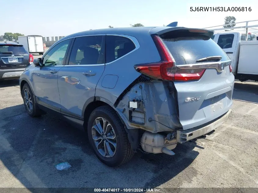 2020 Honda Cr-V 2Wd Ex VIN: 5J6RW1H53LA006816 Lot: 40474017