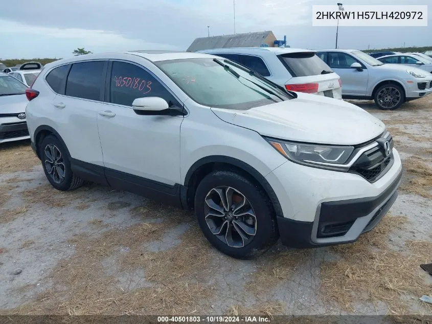 2020 Honda Cr-V Ex VIN: 2HKRW1H57LH420972 Lot: 40501803