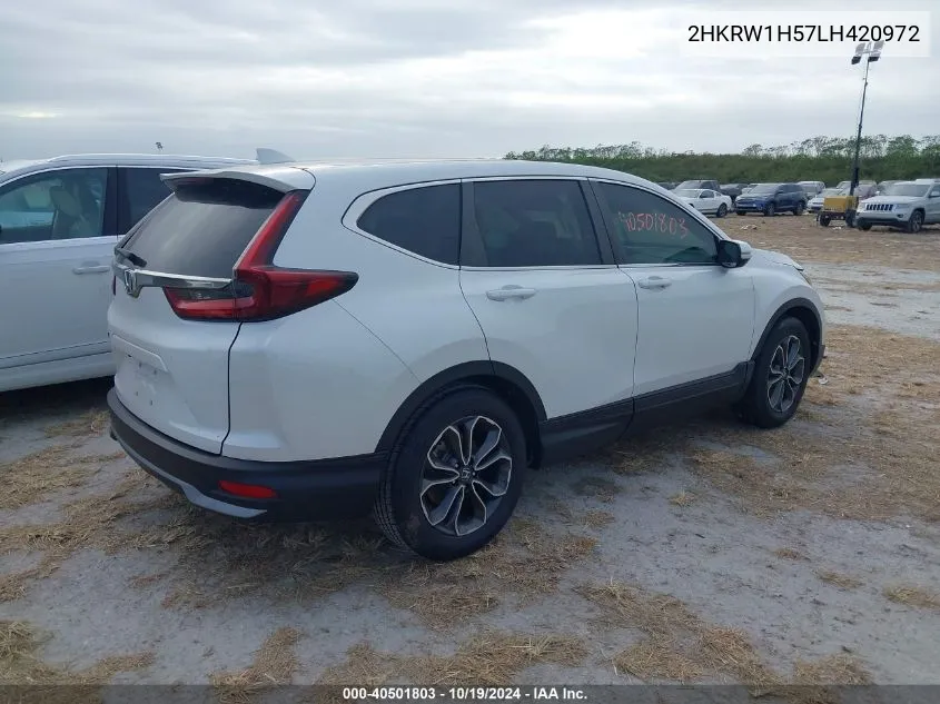 2020 Honda Cr-V Ex VIN: 2HKRW1H57LH420972 Lot: 40501803