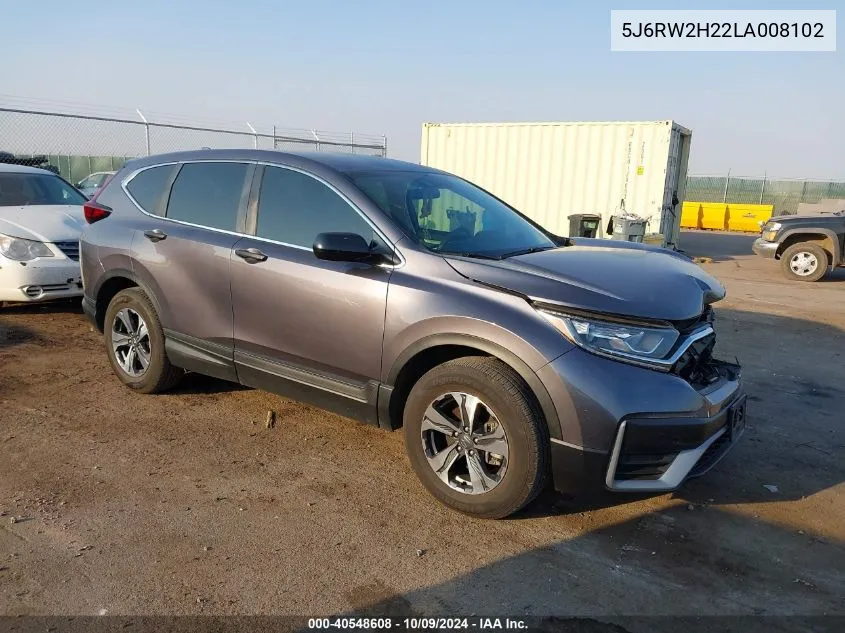 2020 Honda Cr-V Awd Lx VIN: 5J6RW2H22LA008102 Lot: 40548608