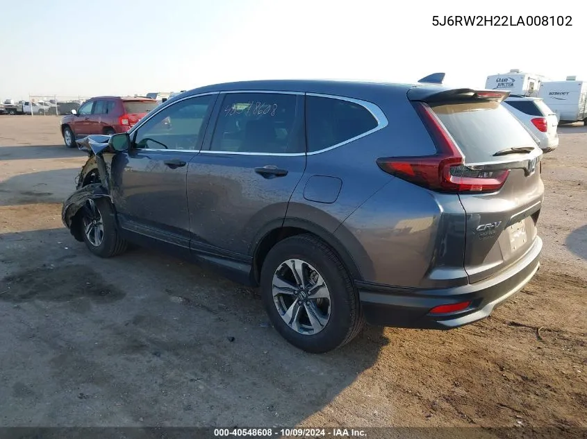 2020 Honda Cr-V Awd Lx VIN: 5J6RW2H22LA008102 Lot: 40548608